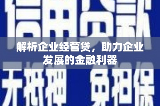 潍城解析企业经营贷，助力企业发展的金融利器