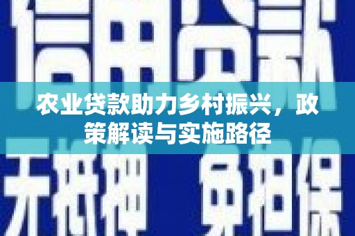 潍城农业贷款助力乡村振兴，政策解读与实施路径