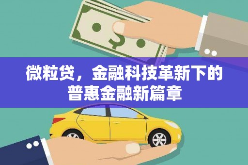 潍城微粒贷，金融科技革新下的普惠金融新篇章