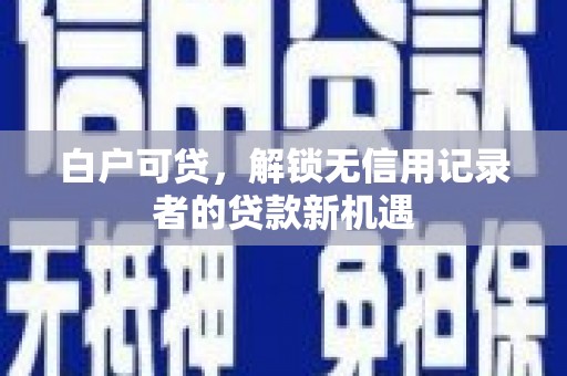 潍城白户可贷，解锁无信用记录者的贷款新机遇