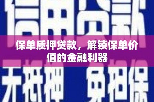潍城保单质押贷款，解锁保单价值的金融利器