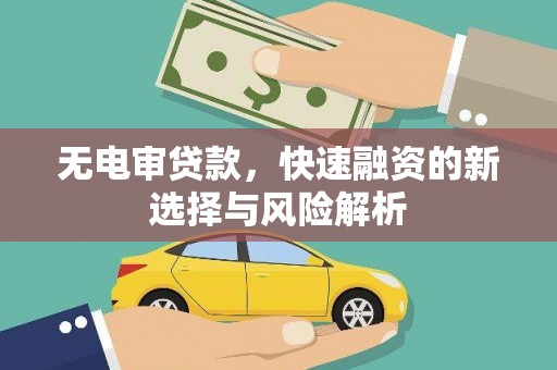 潍城无电审贷款，快速融资的新选择与风险解析