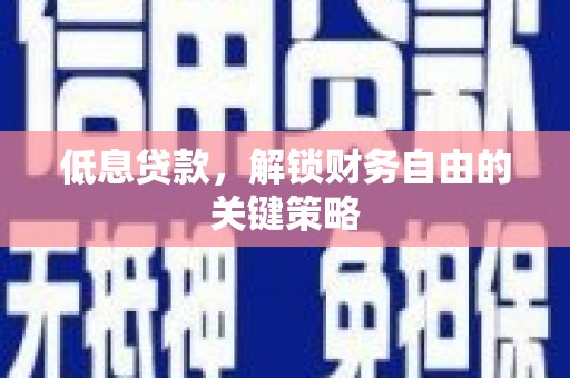 潍城低息贷款，解锁财务自由的关键策略