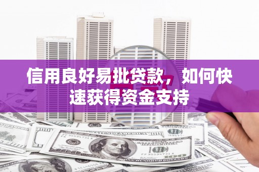 潍城信用良好易批贷款，如何快速获得资金支持