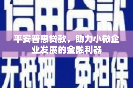 潍城平安普惠贷款，助力小微企业发展的金融利器