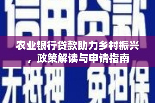 潍城农业银行贷款助力乡村振兴，政策解读与申请指南