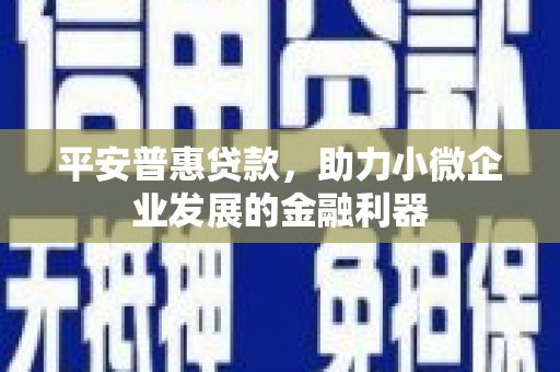 潍城平安普惠贷款，助力小微企业发展的金融利器